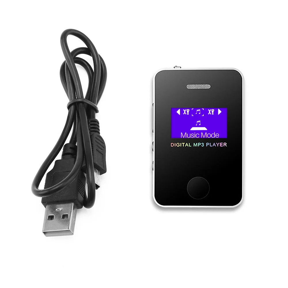Mp3-плеер динамик 1,1 дюймов экран спортивный цифровой компактный и портативный мини MP3 Макс поддержка 16 Гб Micro SD карта с зарядным кабелем
