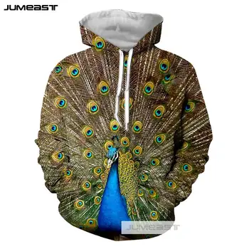 

Jumeast 3D Printed Peacock Hoodies Short Sleeve Cool Pants Beautiful Feathers Women/Men Personality Sweatshirts Sport Pullover