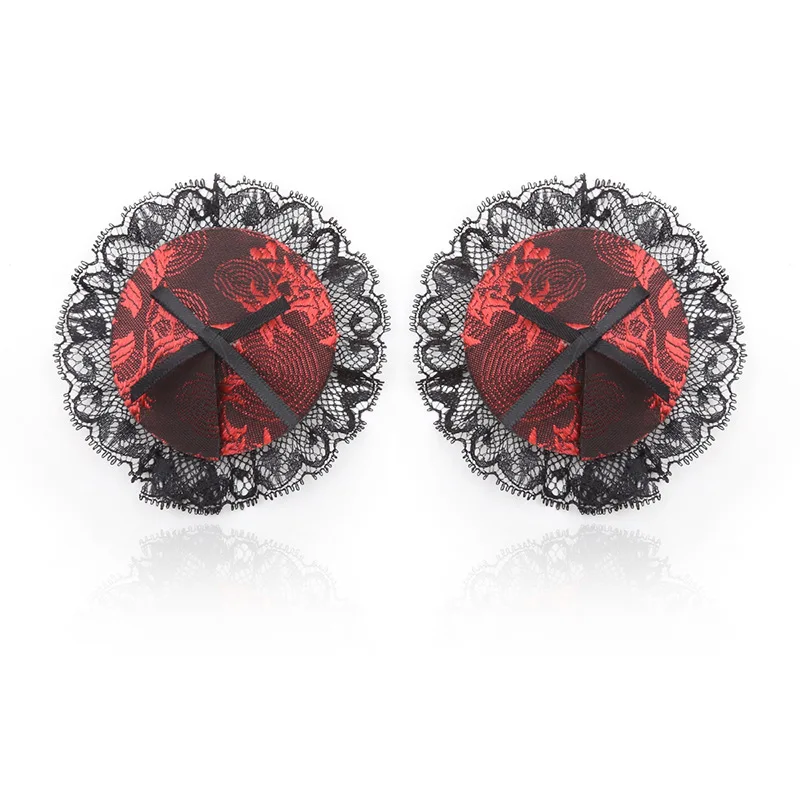 

Black Red Breasts Sexy Lace Nipple Stickers Breast Petals Silicone Heart Nipple Cover Adhesive for Erotic Lingerie Stickers