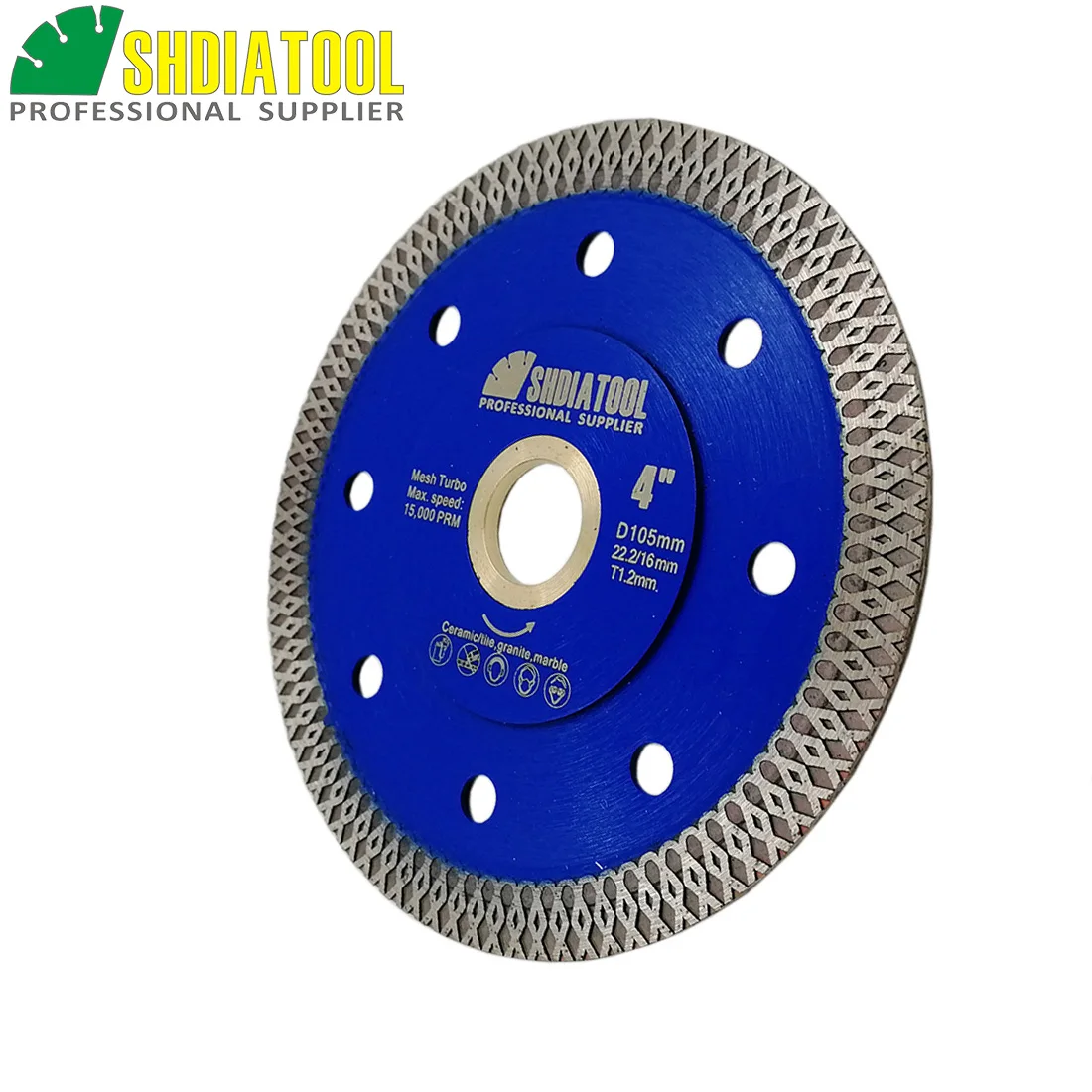 SHDIATOOL 2pcs Diamond Cutting Disc X Mesh Turbo Rim Segment Saw Blade Dia 4in/105mm Diamond Wheel Cutting Ceramic Marbel Blade