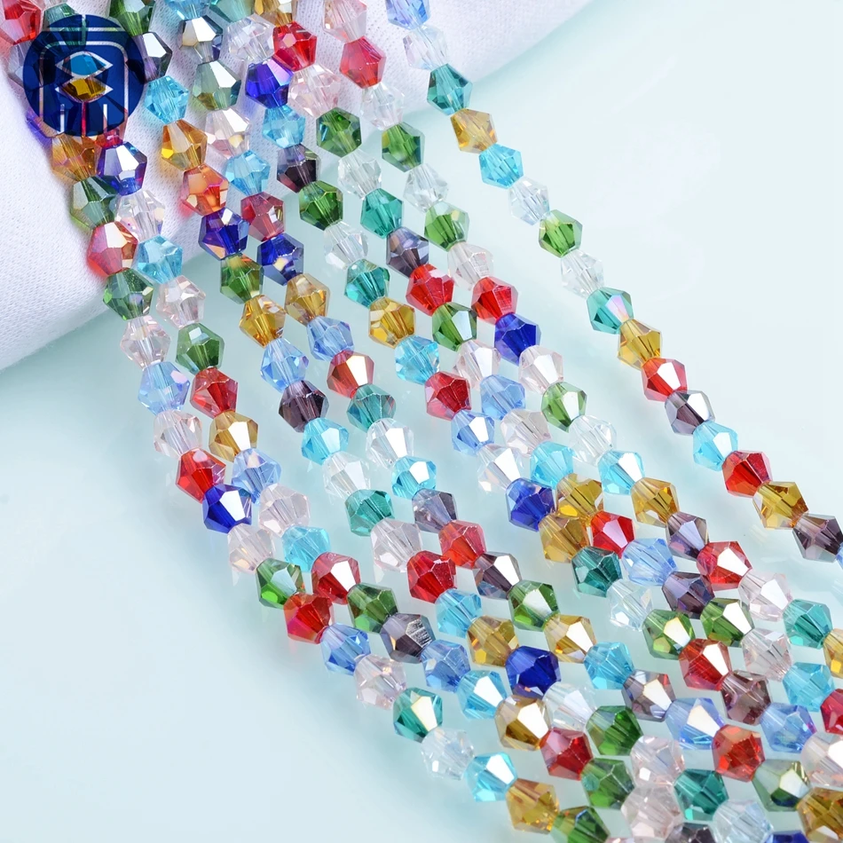 

Mixed Color 4mm Glass Bicone Beads Wholesale Faceted Radiant Shape Beads for Jewelry Making