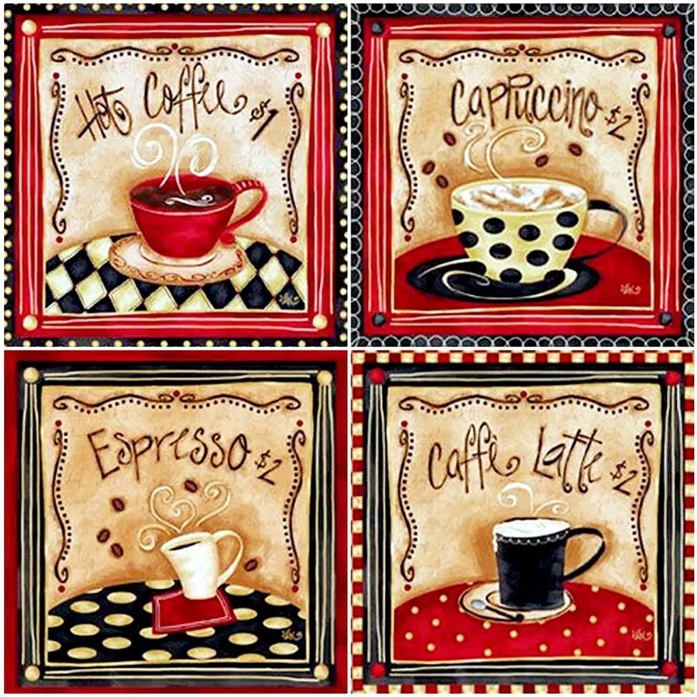

EverShine Diamond Painting Full Round Coffee Picture Of Rhinestones DIY Diamond Painting Cross Stitch Diamond Mosaic Wall Decor