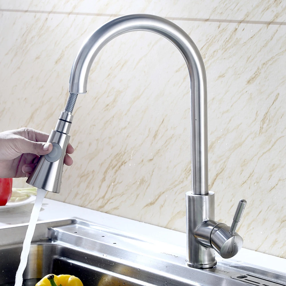 

Silver Spring Kitchen Faucet Pull out Side Sprayer Dual Spout Single Handle Mixer Tap Sink Faucet 360 Rotation Kitchen Faucets