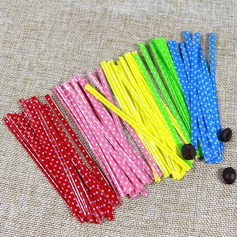 

Gift Bags Candy Color 6 Colors Dot Print Wrapping Supplies Sealing Cello Bags 100 Pcs Festive Party Supplies Twist Ties Wire