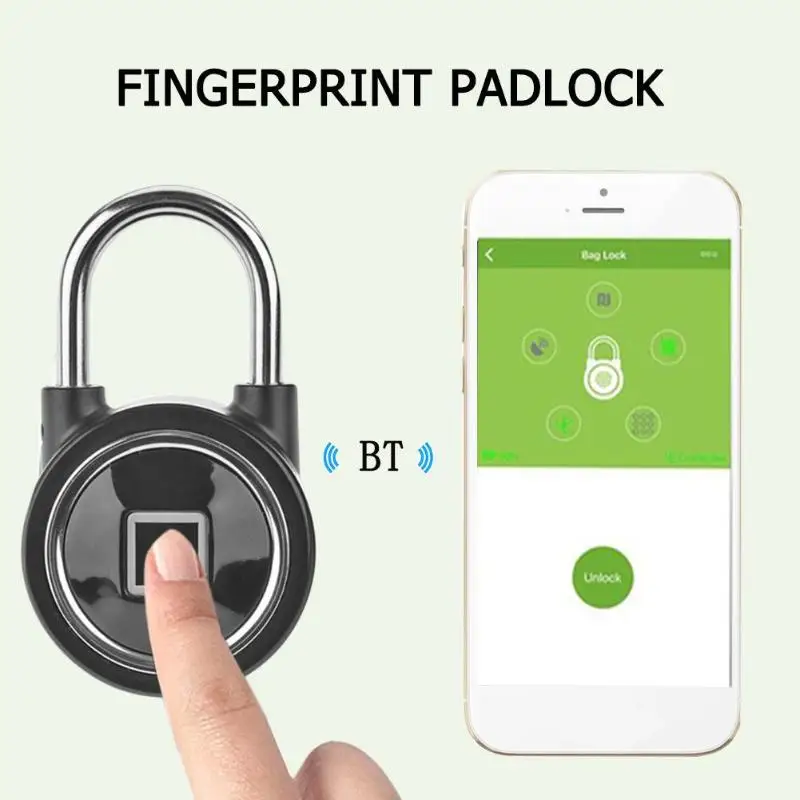 

Waterproof Keyless Bluetooth Smart Fingerprint Lock APP Control Anti-Theft Door Cabinet Padlock Remote Unlocking Lock