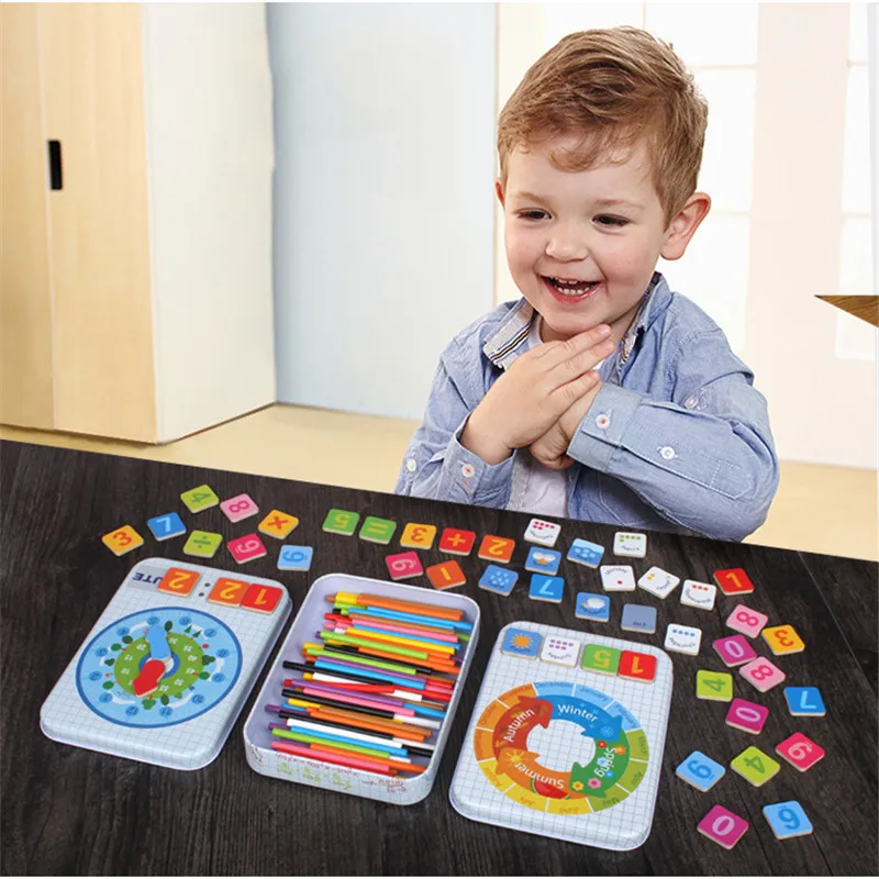 

100Pcs Stick Multi-function Counting Wooden Sticks Abacus Learning Math Educational Calculating For Children Kids Iron Box