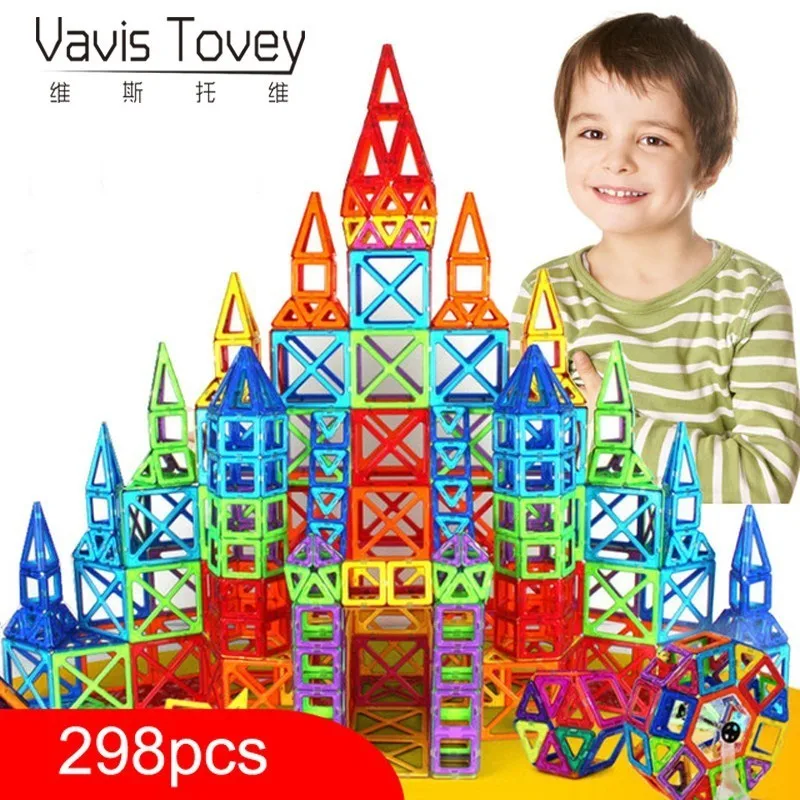 

100 - 298 Pieces Of Construction Model Of Magnetic Blocks And Magnetic Construction Toy Plastic Educational Toys Children Gift