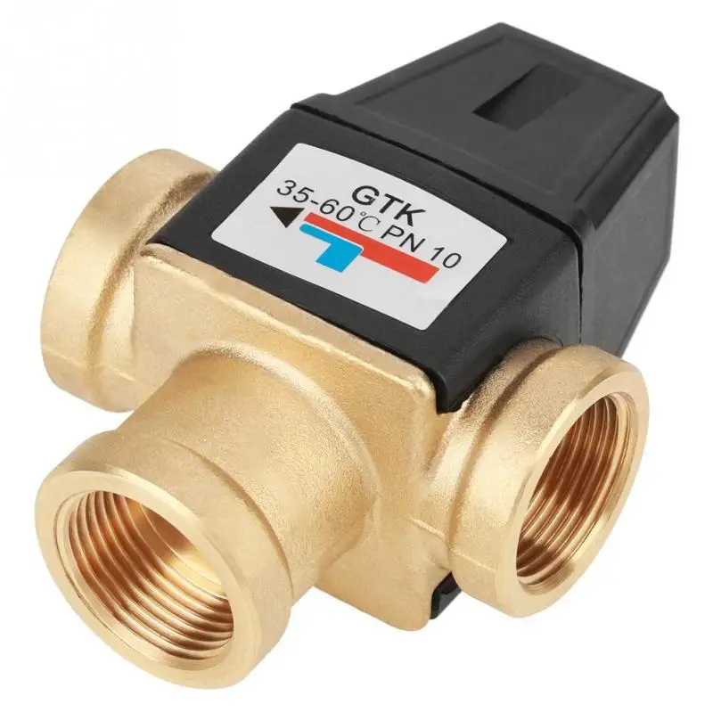 

3 Way DN20 Female Thread Brass Thermostatic Mixing Valve for Solar Water Heater 1.6Mpa Tools Accessory High Quality