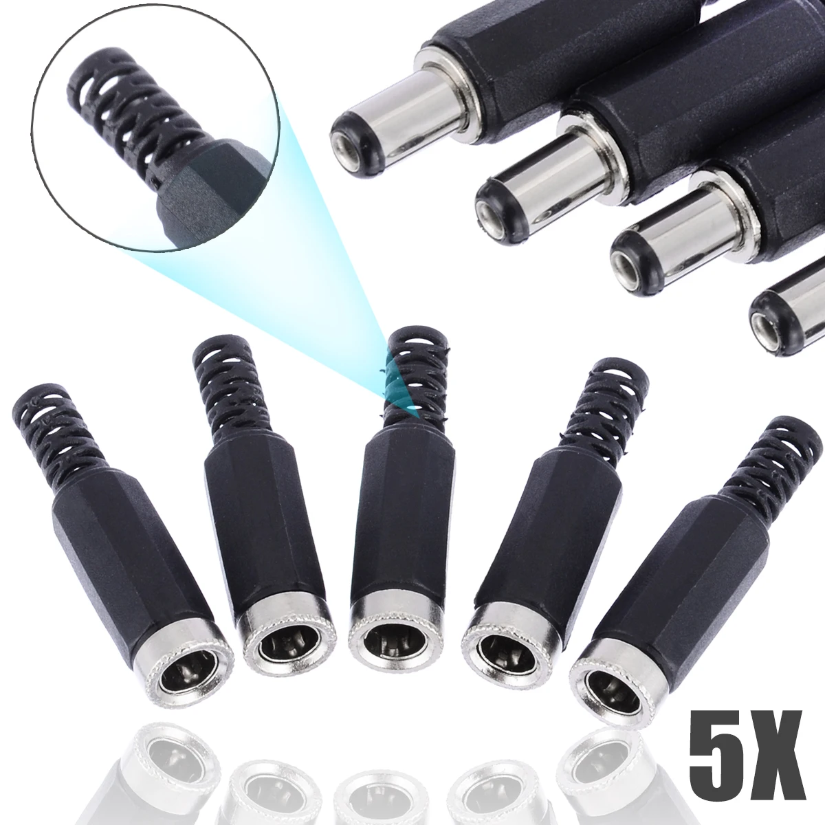 5 Set DC Power Connector DC5521 2.1mm*5.5mm Male + Female Pair Plug Socket Jack Adapter | Обустройство дома
