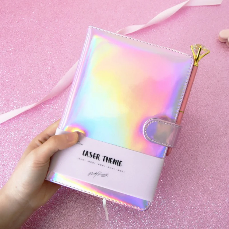 Милый лазерный блокнот розовый Kawaii планировщик скрапбук DIY Мягкая обложка