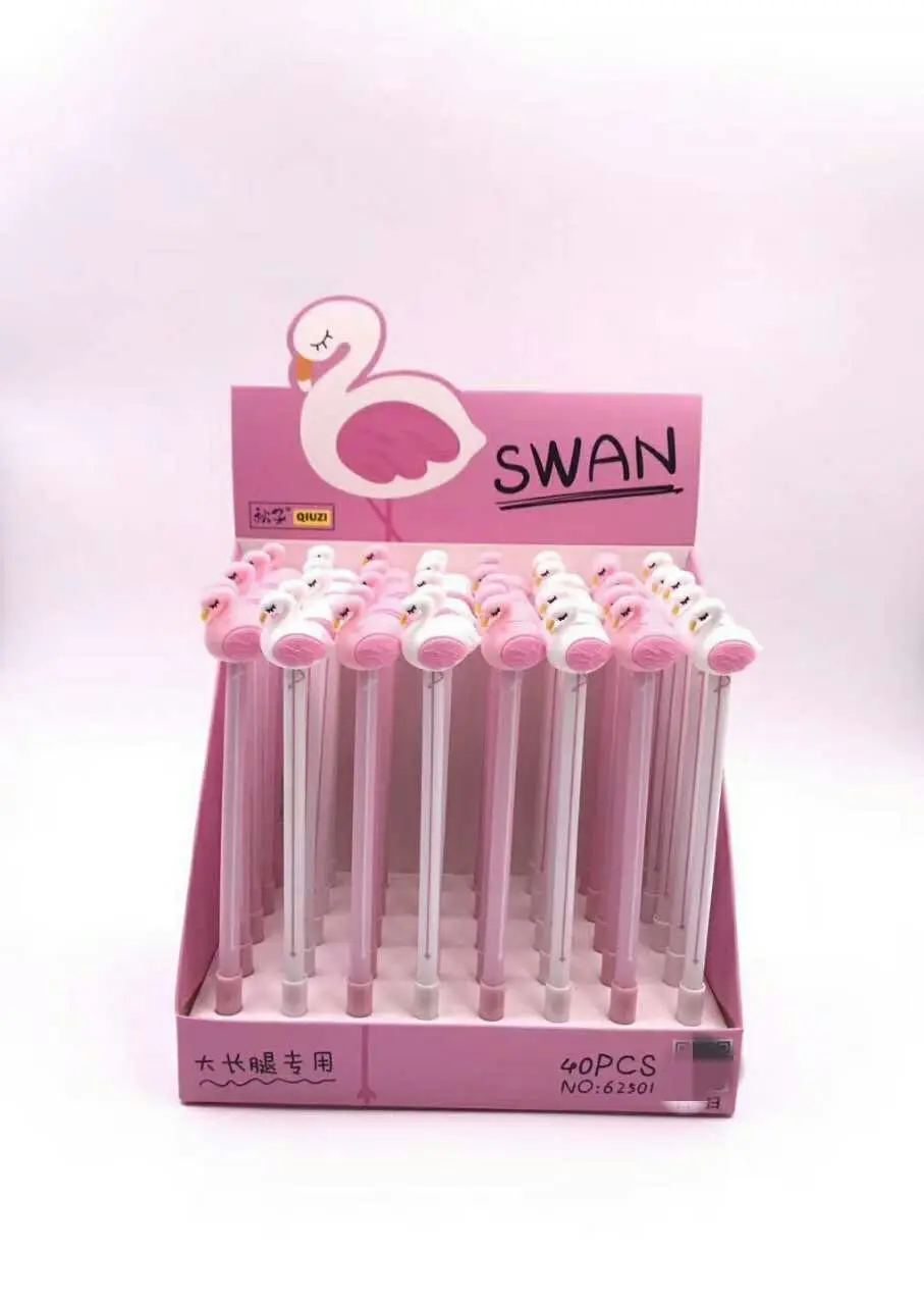 

40 pcs Gel Pens Cartoon Long legs Flamingo black colored gel-ink pens pens for writing Cute stationery office school supplies