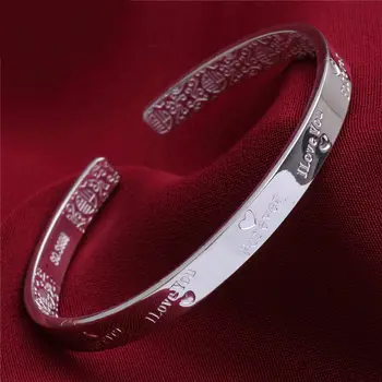 

Authentic 999 Sterling Silver Cuff engraved Forever Bangle 5.8cm Diameter