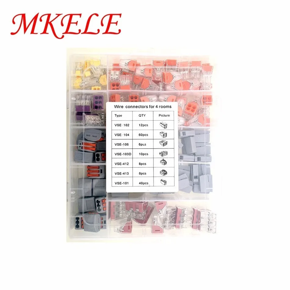 

144PCS Wire Connector for 4 room mixed 7 models Compact Fast wire connector mini Wiring Connector Conductors Terminal Block
