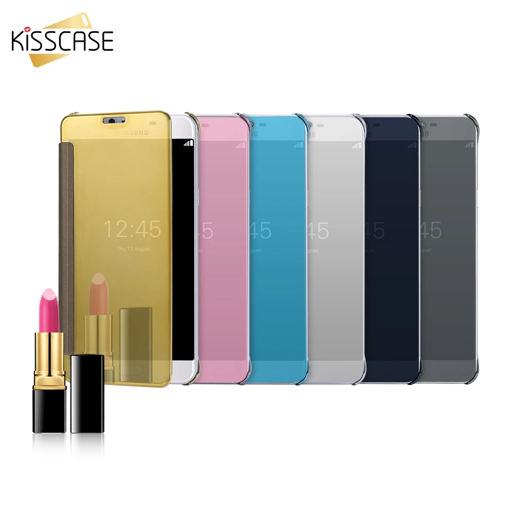 Флип Чехлы kisscase для Samsung Galaxy S8 Plus S6 S7 Edge прозрачный зеркальный чехол