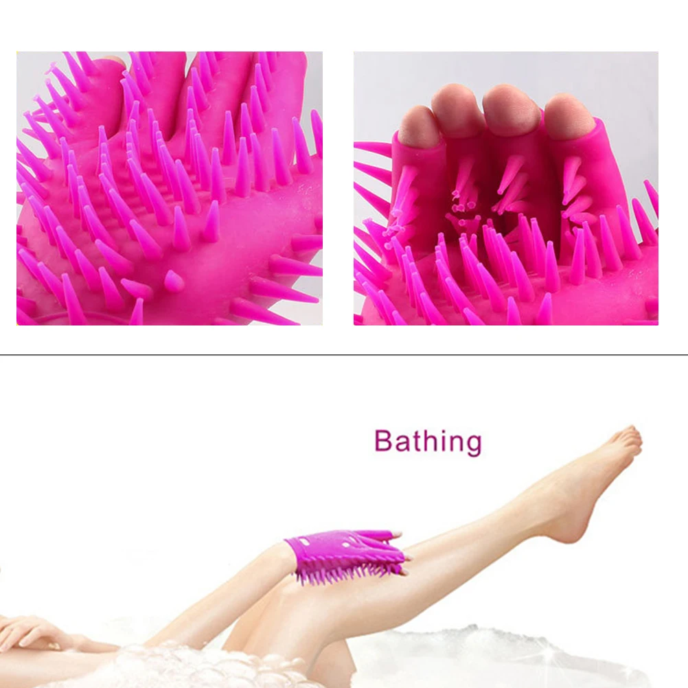 1 Pair Spike Bath Massage Soft Masturbation Flirting font b Sex b font Toys Gloves Brush