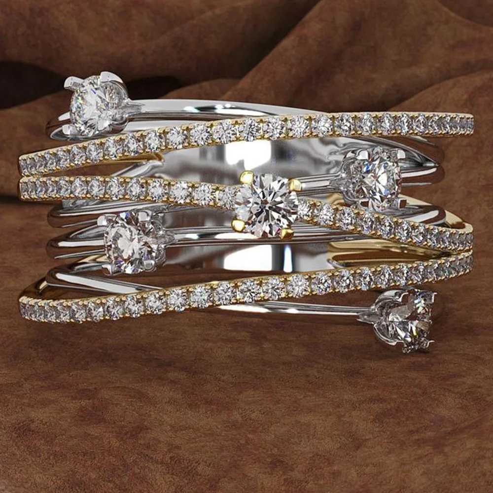 

Women Ring Jewelry Fashion Hollow Cross Crystal Ring Vintage Design Wedding Band Engagement Personality Silver Gift New 2019 D30