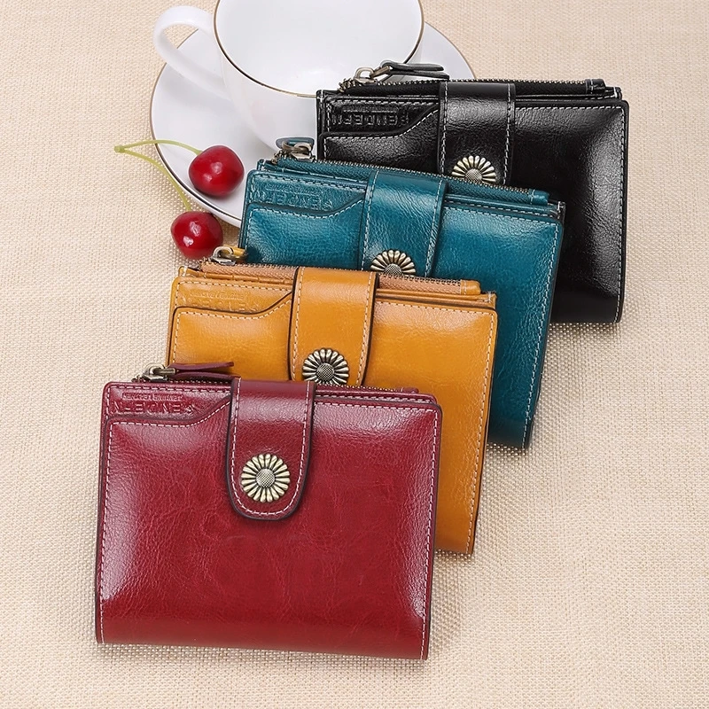 

Women's Wallet Short Paragraph Korean Fashion Buckle Clutch Bag Girl Change Bag Multi-Function Card Package