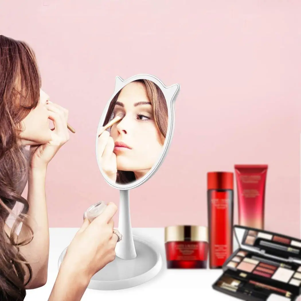 Practical Rechargeable 90 Degree Rotation Cute Makeup About 30 Days Mirror Touch USB 4-5h With Home LED Light | Красота и здоровье