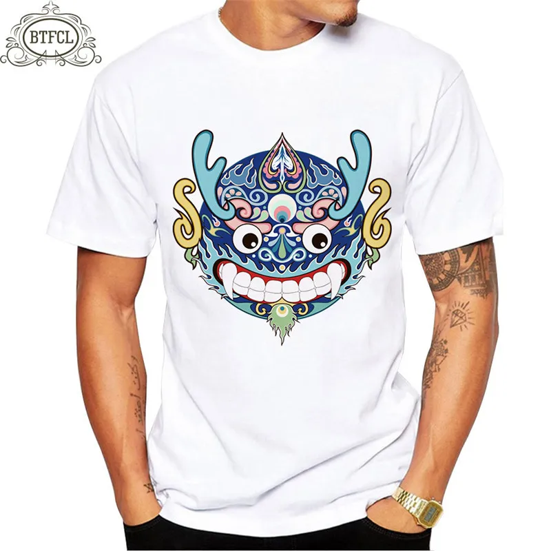 

BTFCL Summer Men's T-Shirt White Short Sleeve Print Tee Men Tshirt Harajuku Streetwear Boyfriend Gift
