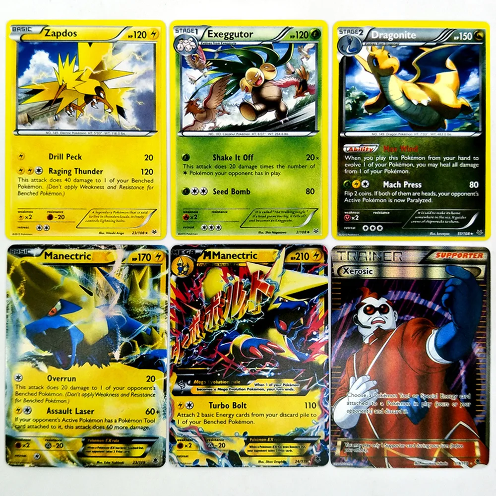 

No Repeat 42 Pcs EX GX MEGA Shining Cards Game Battle Carte Trading Cards Game For Children PokeMons Toy