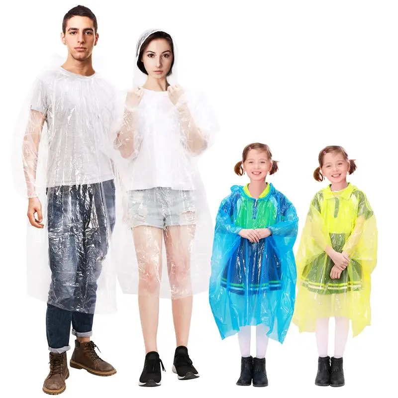 

MOVTOTOP 10PCS Portable Unisex Disposable Emergency Durable Raincoat Rain Poncho Rainwear for Men Adults Women Kids