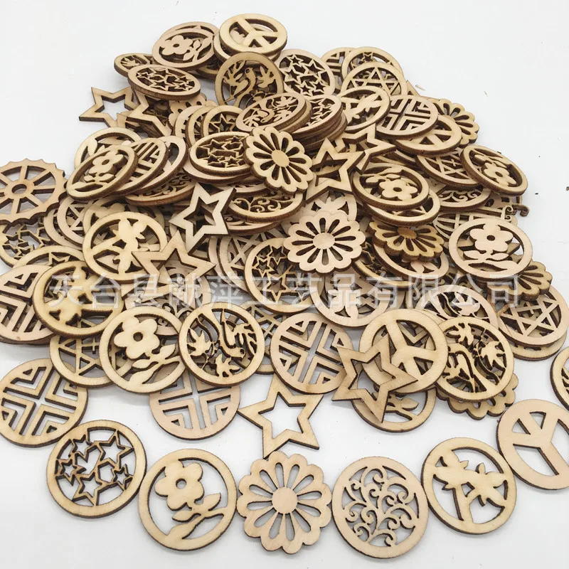 

100pcs Round Wooden Discs with Holes Birthday Board Tags 30 Mm Rings for Arts and Crafts Wedding Party Decor