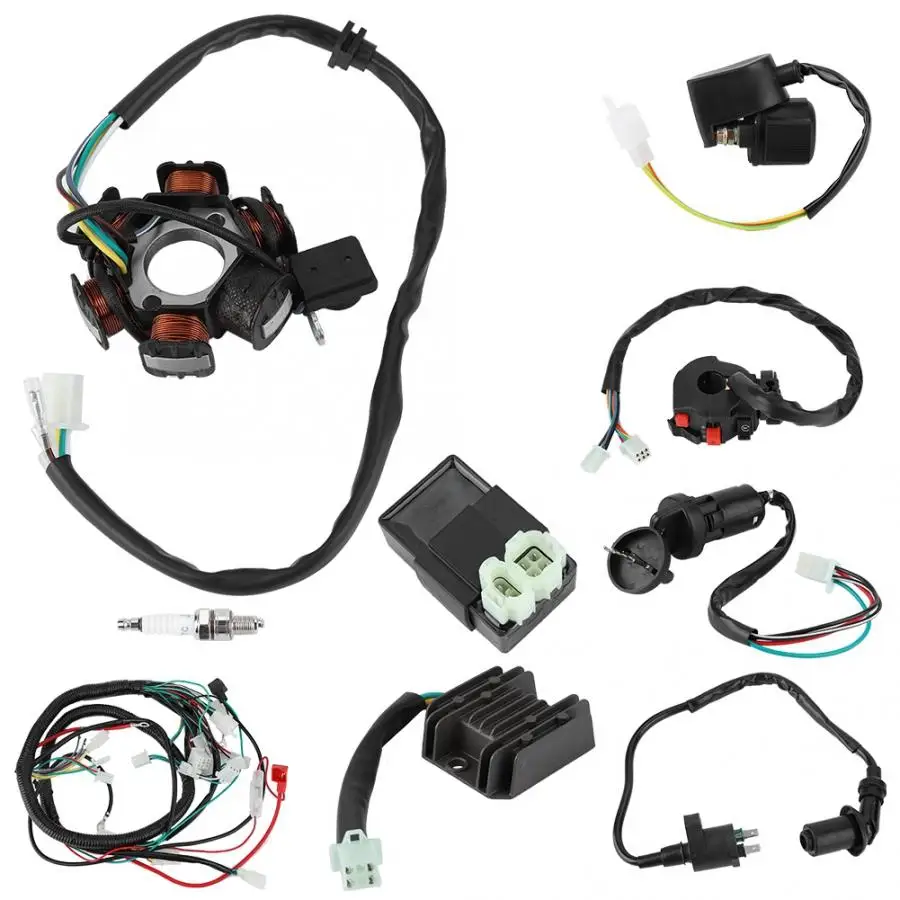 

Electric Wiring Harness Kit Relay Rectifier Magneto Stator for GY6 125cc 150cc auto accessorie Adapters Sockets