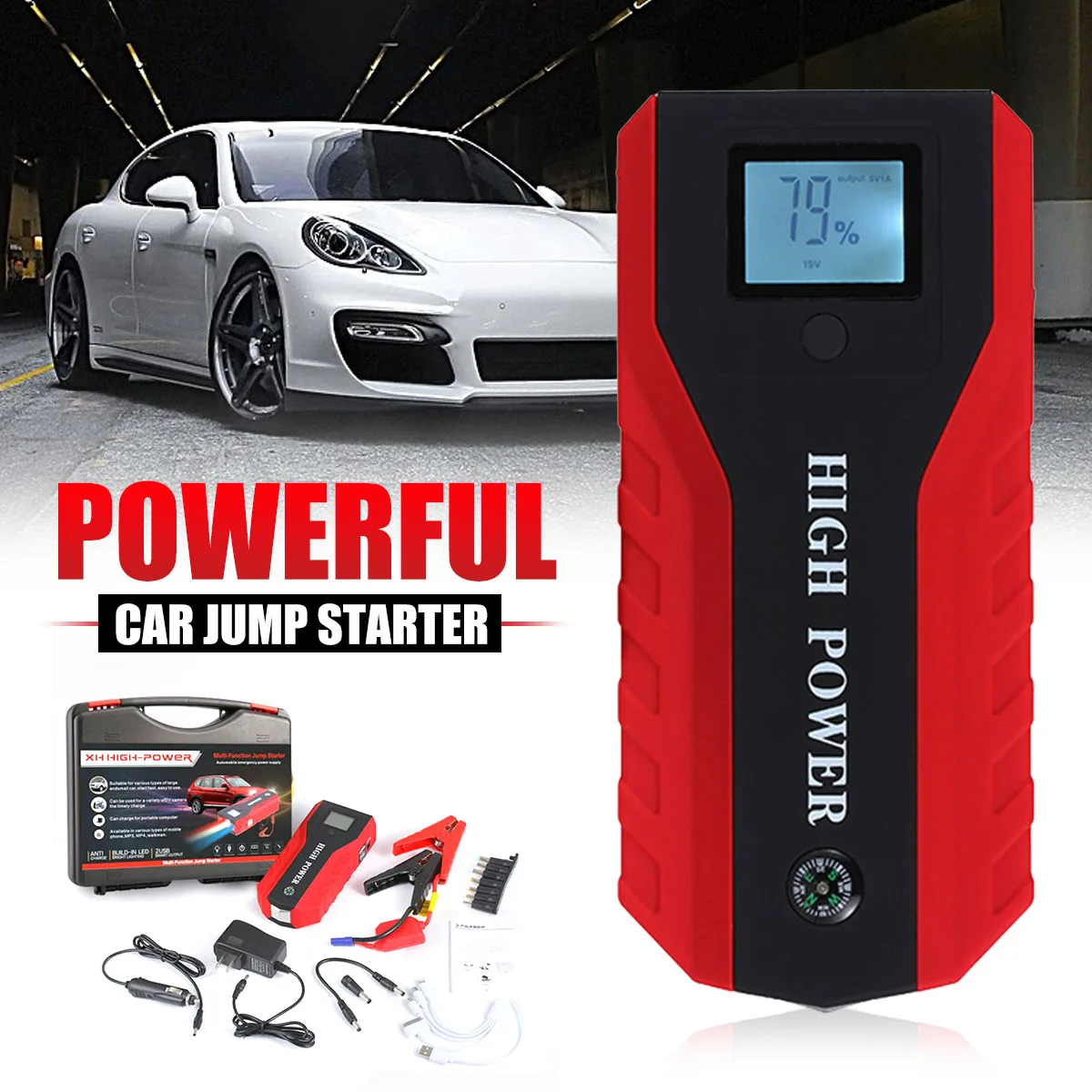 Multifunction Jump Starter 69900mAh 12V 2USB 600A Portable Car Battery Booster Charger Booster Power Bank Starting Device