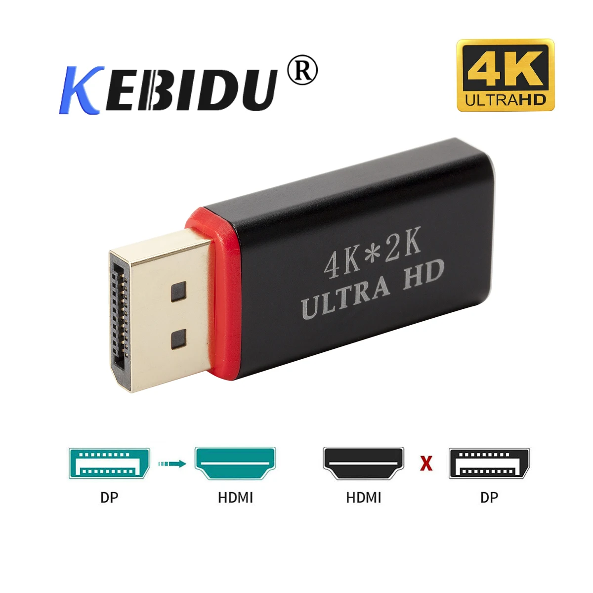 Kebidu 4K Ultra HD HDMI конвертер позолоченный Дисплей порт DP штекер гнездо адаптер 30 Гц