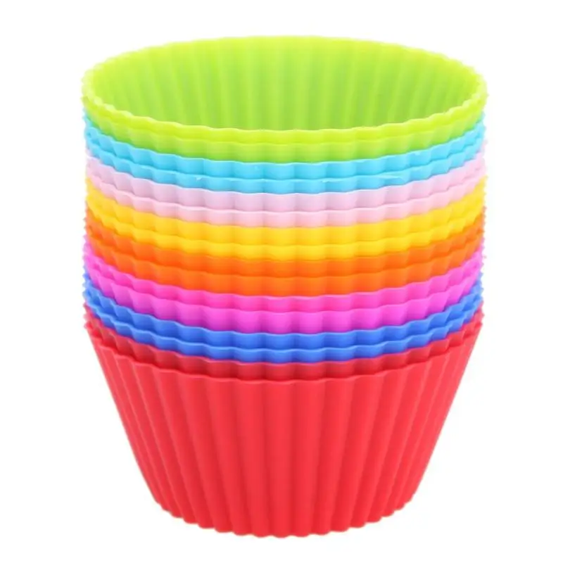 

16pcs/lot 7cm Muffin Cupcake Mould Colorful Round Shape Silicone Cupcake Mould Bakeware Maker Mold Tray Baking Cup Liner Molds
