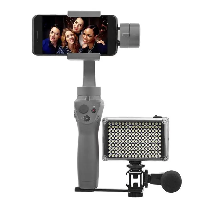 

Handheld Ball Head Triple Hot Shoe Extension Bracket for DJI Osmo Mobile 2 Fill Light Microphone Cold Shoe Bracket Tripods