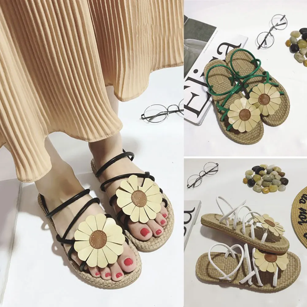 

Women Flat Slippers Summer Beach Flower Slipper Casual Sandals Shoes