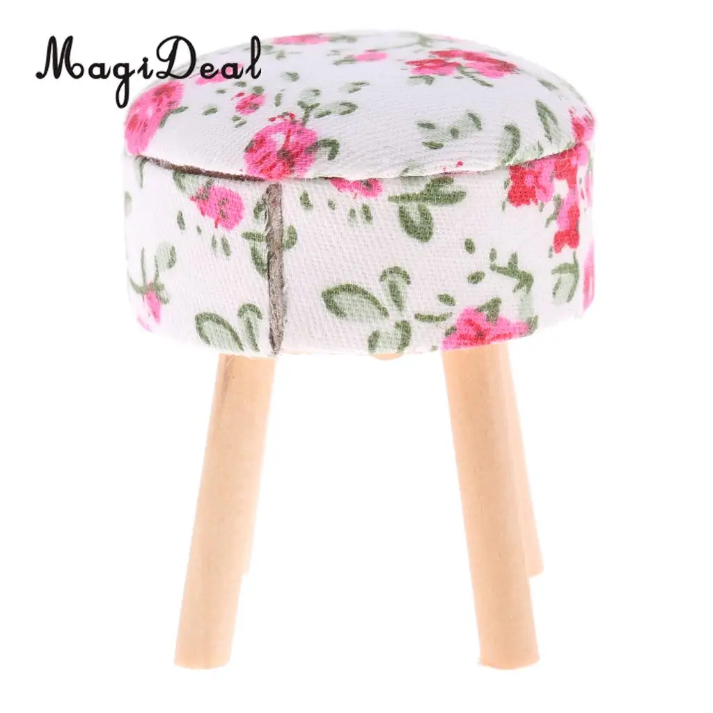 MagiDeal масштаб 1/12 миниатюрная мебель для кукольного домика круглый цветочный стул