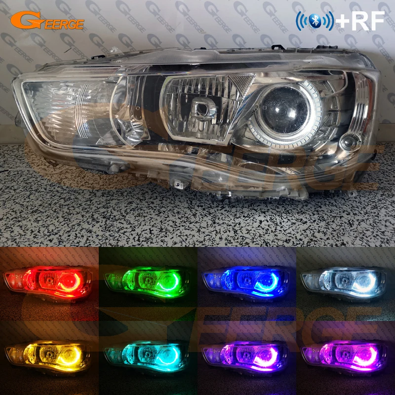 

For Mitsubishi lancer 10 X EVO 2008-2015 xenon headlight Bluetooth RF Control Multi-Color Ultra bright RGB LED Angel Eyes kit