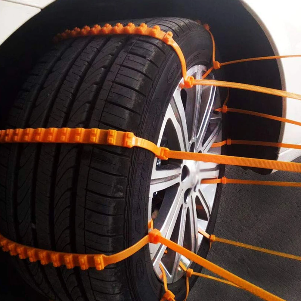 

Universal Emergency Car Anti-skid Snow Chain Zip Tie Kit Winter Anti-skid Auto Wheel Belt Car Accessories