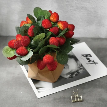 

4 Bunches Simulation Fruit Strawberry Bouquet Artificial Fruit Decorative Lifelike Strawberry Fake Fruit Home Garden Decoration