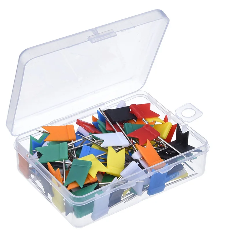 

200 Pieces Map Flag Push Pins Tacks in 2 Box, Assorted 7 Colors