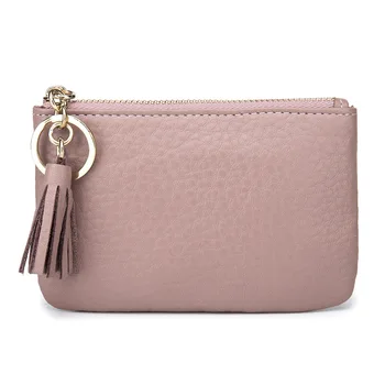 

Women Real Cowhide Genuine Leather Coin Purse Key Wallet 2018 Fashion Zipper Mini Handbag Credit Card Holder Short Small