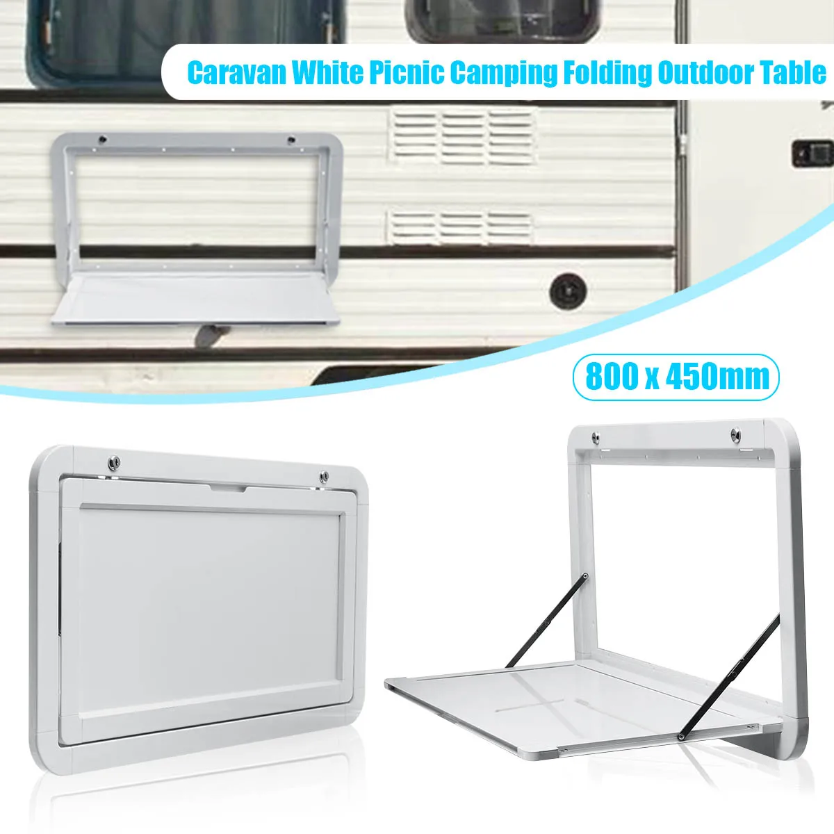 

Autoleader 800 x 450mm White Caravan Picnic Camping Folding Outdoor Table Motorhome RV For Caravan Camp Motorhomes