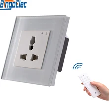Bingoielec пульт дистанционного управления универсальная настенная розетка из закаленного хрусталя стеклянная панель стандарт ЕС RF 433,92 МГц розетка управление с помощью пульта управления