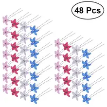 48 шт. заколки для волос u-образный Хрустальный цветок для волос аксессуары заколка-пряжка шпилька для банкета танцев свадьбы вечеринки