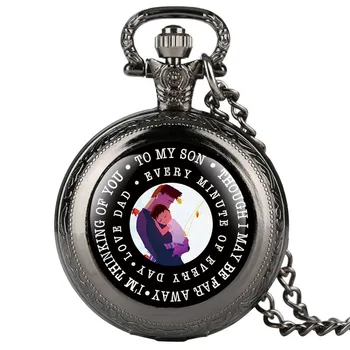 

Cute Quartz Pocket Watch retro Love Dad Series Pocket Watch with Cartoon Figure for Son Full Cover Pendant Gift for pocket watch