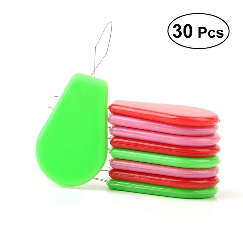 

30pcs Plastic Wire Loop DIY Needle Threader Stitch Insertion Hand Machine Sewing Tool (Random Color)