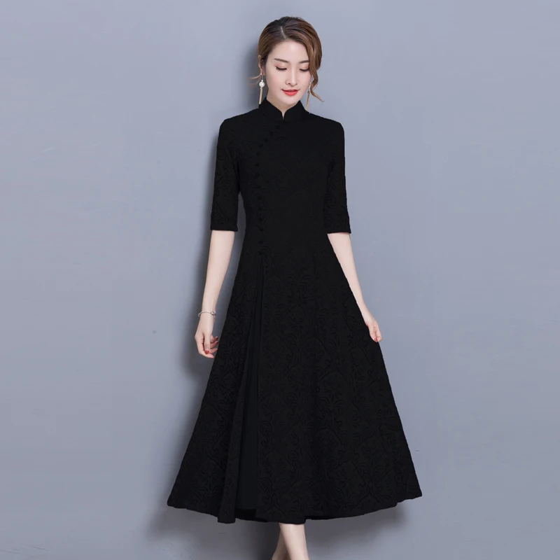 Женское кружевное платье Чонсам Ao Dai элегантное традиционное китайское с