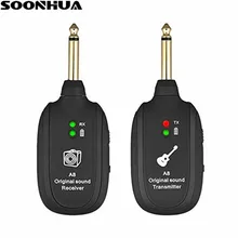 SOONHUA UHF Беспроводная гитара система передатчик приемник Встроенный перезаряжаемый аудио комплект передач с портом зарядки Micro USB