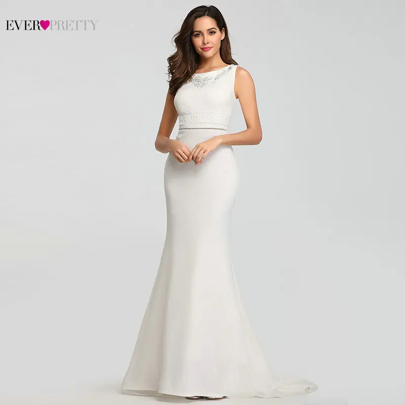 Свадебное платье Ever Pretty EZ07804 простое Русалка без рукавов Vestidos De Novia летнее Элегантное свадебное платье платья для выпускного вечера