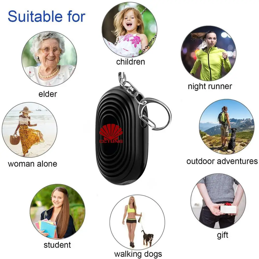 130db Personal Safe Sound Alarm Keychain with SOS Emergency LED Light & Self Defense to Keep Powerful Safety Property Assurance
