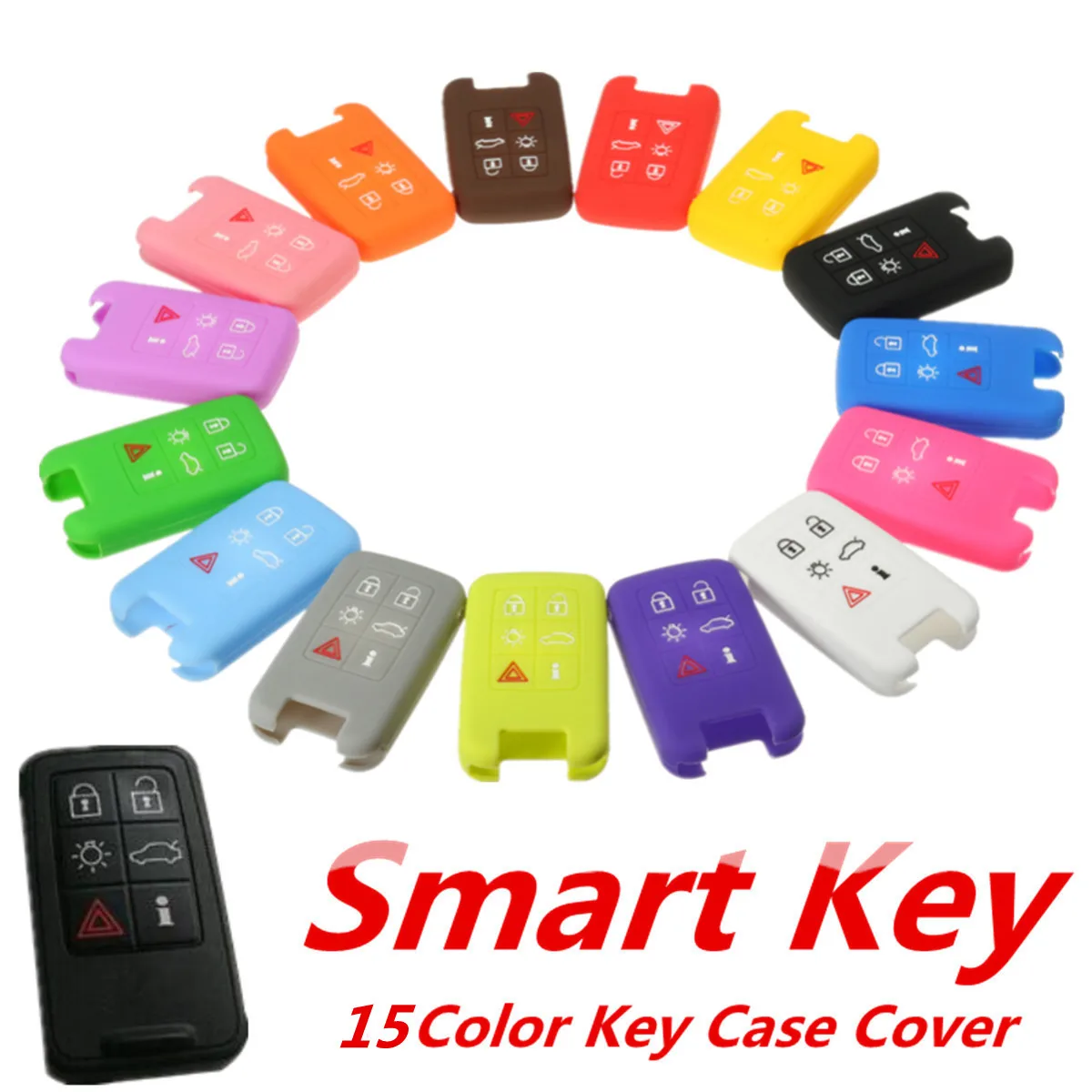 

15 Color Silicone 6 Button Smart Remote Key Case Fob Cover For Volvo S60 S80 V70 XC60