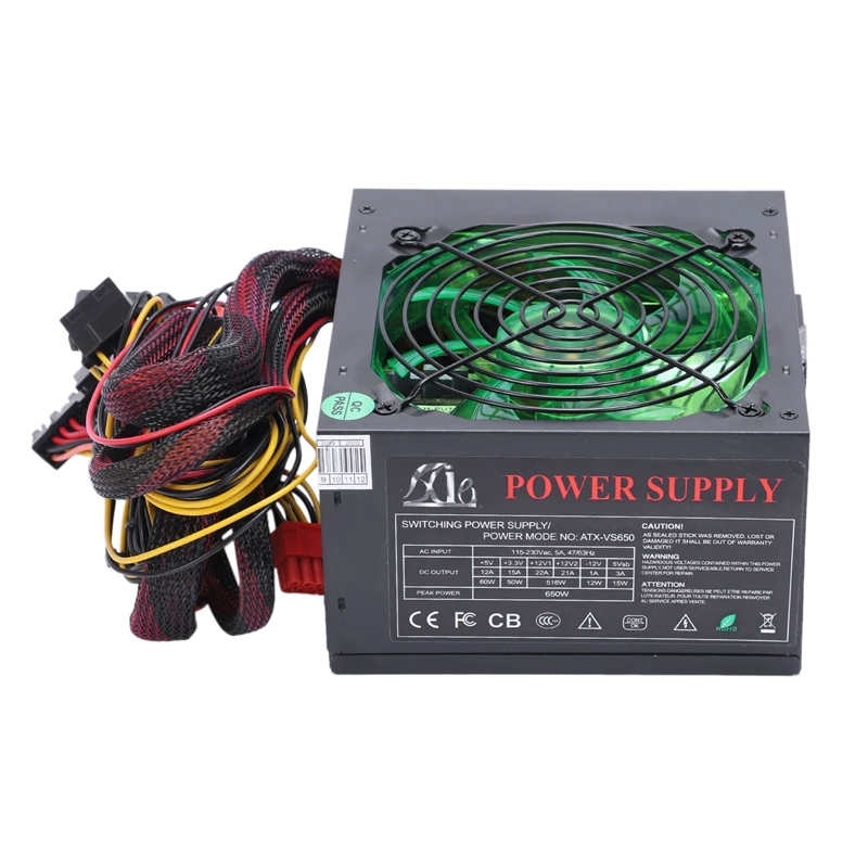 

170-260V Max 600W Power Supply Psu 12Cm Pfc Silent Fan 24Pin 12V Pc Computer Sata Gaming Pc Power Supply For Intel Amd Compute
