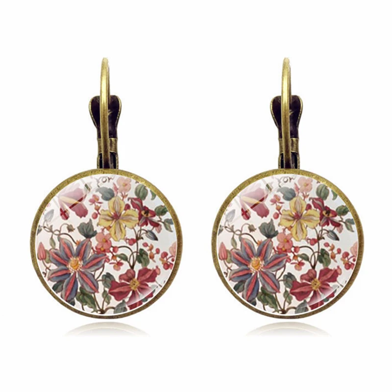 

New Charm Yoga Glass Cabochon Earring For Women Jewelry Mandala Symbol Zen Buddhism Earrings